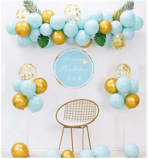 Balloon Garland Blue and Gold